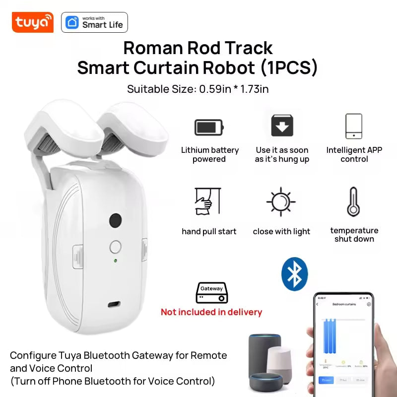 Oxigen Lux™   Smart Curtain Robot, Roman Rod Track, APP Control