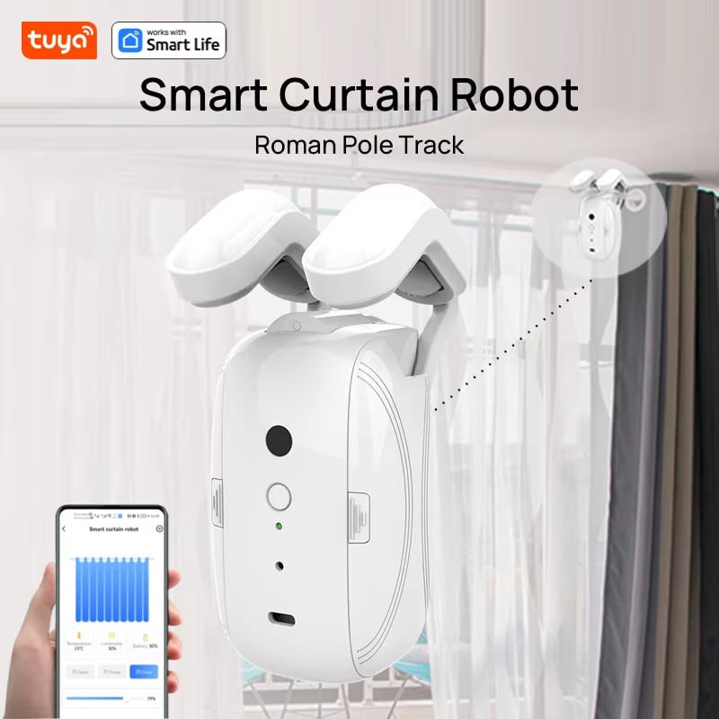 Oxigen Lux™   Smart Curtain Robot, Roman Rod Track, APP Control