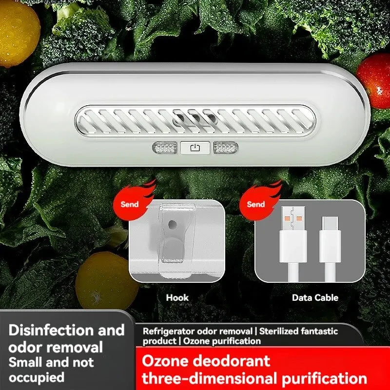 Oxigen Lux™ Odor Remover: Ozone purifier for refrigerators, kitchens, shoe cabinets; sterilizes and removes odors.