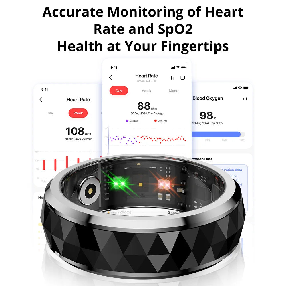 Oxigen Lux™ R11 – Smart Spinner Ring with Sleep & Activity Tracking (Charging Case Included)