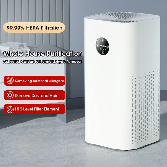 Oxigen Lux™ Air Purifier: High-performance air purifier for 180㎡, featuring negative ions, dust removal, pet hair, odor, formaldehyde, and bacteria elimination.