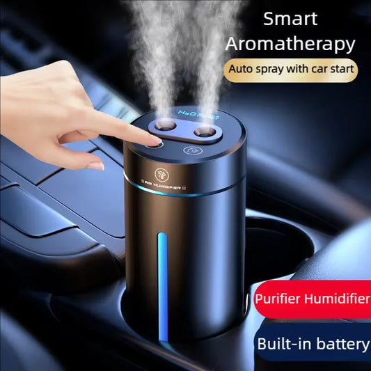 Oxigen Lux™ Car Air Freshener & USB Aroma Humidifier: Mini essential oil diffuser for your car, USB rechargeable. Freshens the air and adds soothing aromas for a relaxing driving experience.