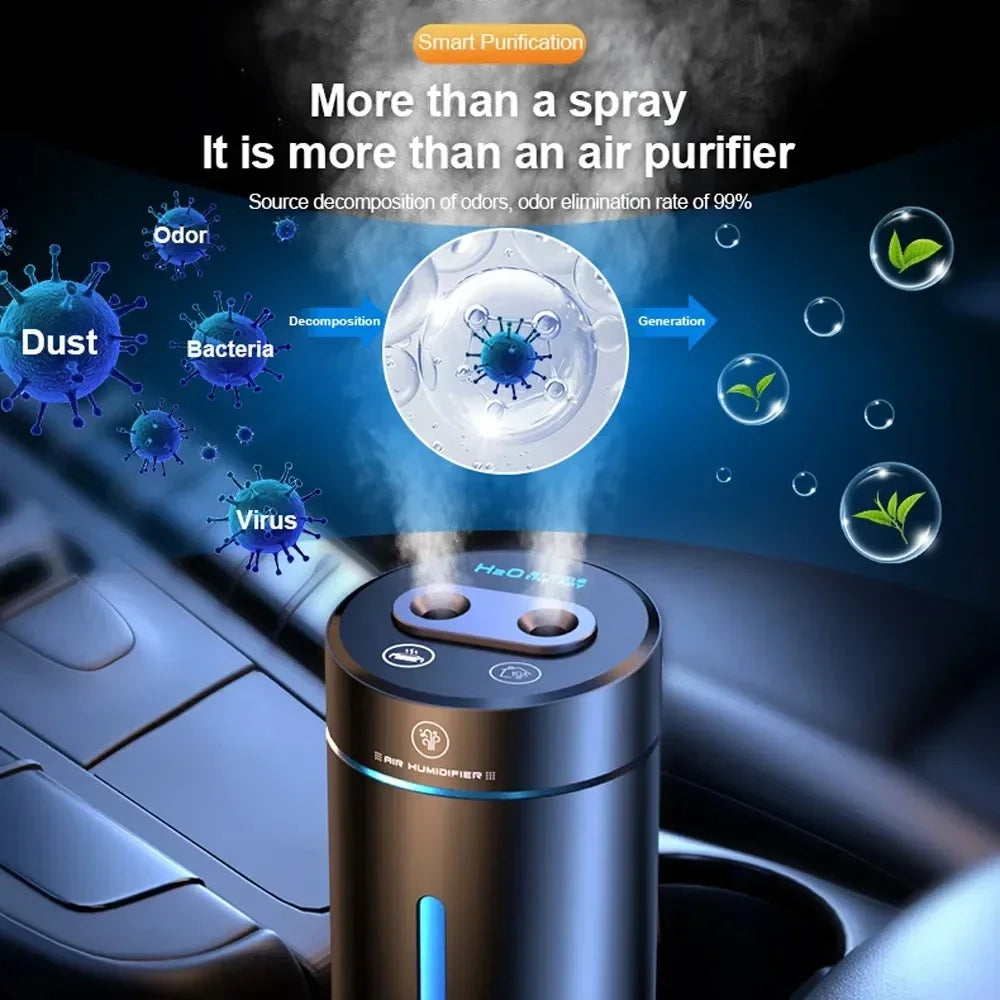 Oxigen Lux™ Car Air Freshener & USB Aroma Humidifier: Mini essential oil diffuser for your car, USB rechargeable. Freshens the air and adds soothing aromas for a relaxing driving experience.